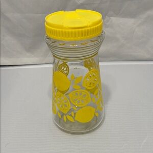 Lemon Print Glass Jar with Yellow Lid
